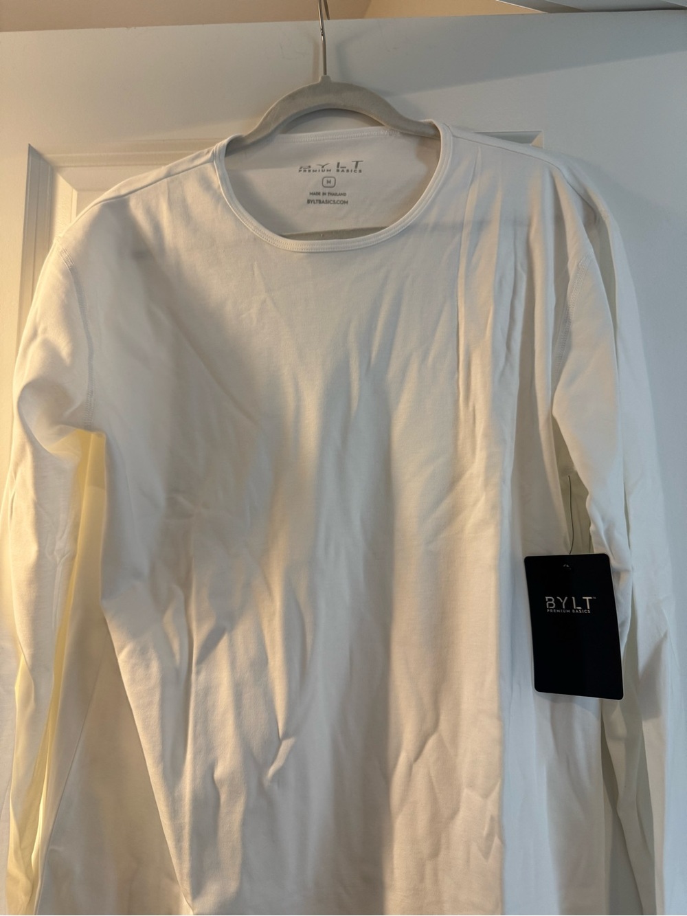 BYLT Basics White Long Sleeve Crew Shirt